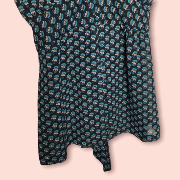 🔥 S O L D Dotti Size 8 / XS Sheer Chiffon Floral Blouse Teal Green & Black - Picture 3 of 6